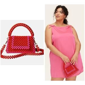 Kate Spade New York Colorblock Beaded Bag Red/Pink Mini Purse